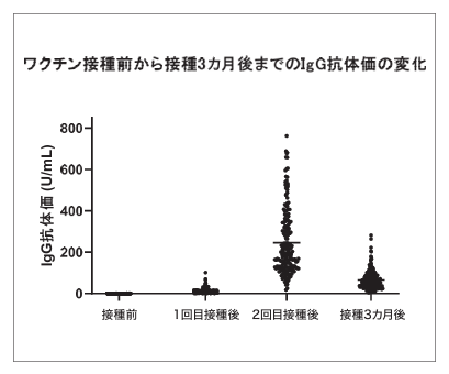 ワクチン接種後の抗体価の変化についての研究報告